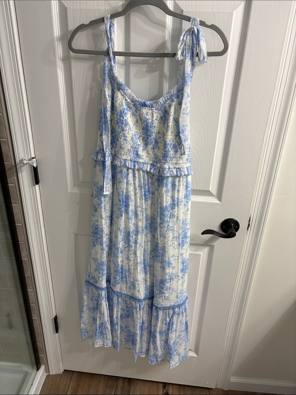 Blue Floral Tie-Shoulder women’s maxi dress